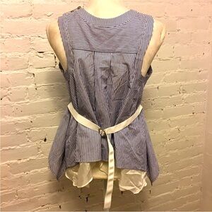 Sacai belted sleeveless smock top blue stripe size 2 japan